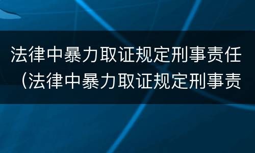 法律中暴力取证规定刑事责任（法律中暴力取证规定刑事责任主体）