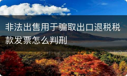 非法出售用于骗取出口退税税款发票怎么判刑
