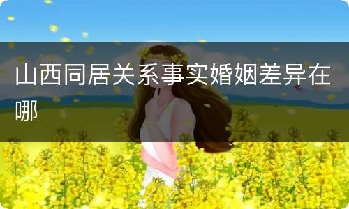 山西同居关系事实婚姻差异在哪