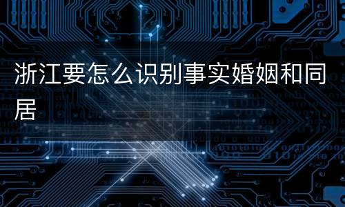 浙江要怎么识别事实婚姻和同居