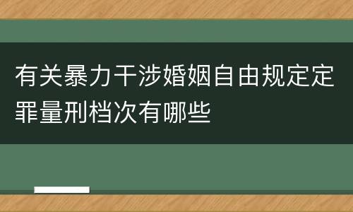 有关暴力干涉婚姻自由规定定罪量刑档次有哪些