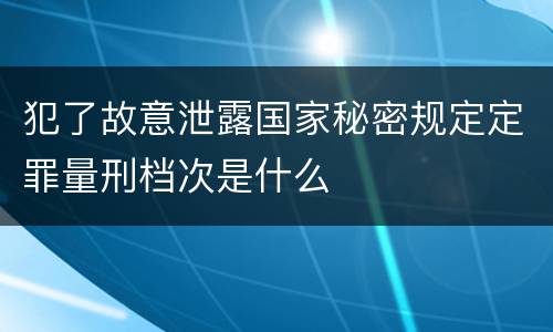 犯了故意泄露国家秘密规定定罪量刑档次是什么