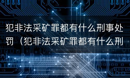 犯非法采矿罪都有什么刑事处罚（犯非法采矿罪都有什么刑事处罚吗）