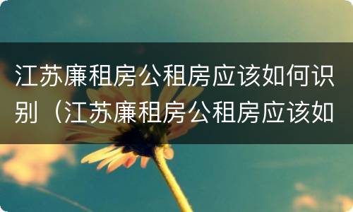 江苏廉租房公租房应该如何识别（江苏廉租房公租房应该如何识别真假）
