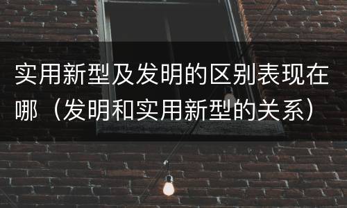 实用新型及发明的区别表现在哪（发明和实用新型的关系）