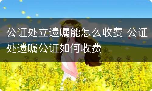 公证处立遗嘱能怎么收费 公证处遗嘱公证如何收费