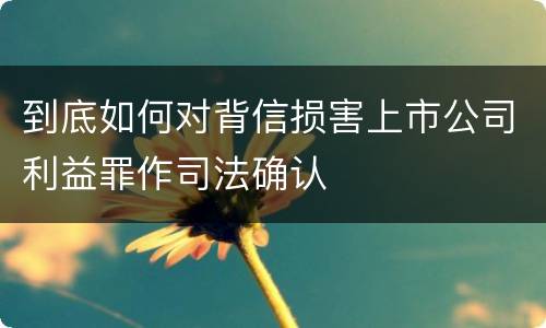 到底如何对背信损害上市公司利益罪作司法确认