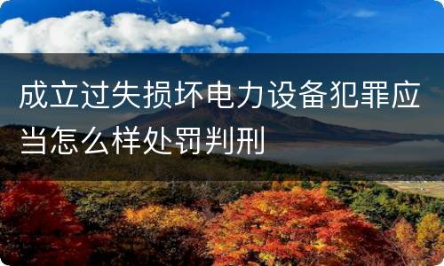 成立过失损坏电力设备犯罪应当怎么样处罚判刑