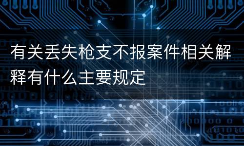 有关丢失枪支不报案件相关解释有什么主要规定