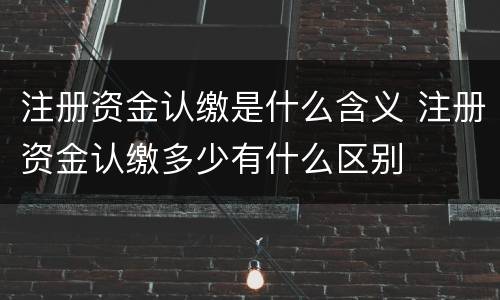 注册资金认缴是什么含义 注册资金认缴多少有什么区别