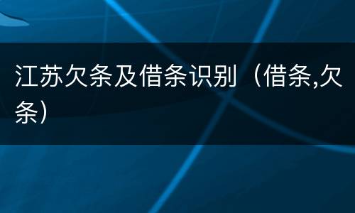 江苏欠条及借条识别（借条,欠条）