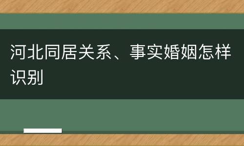 河北同居关系、事实婚姻怎样识别