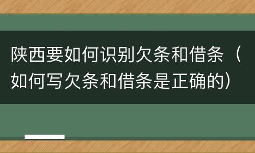 陕西要如何识别欠条和借条（如何写欠条和借条是正确的）