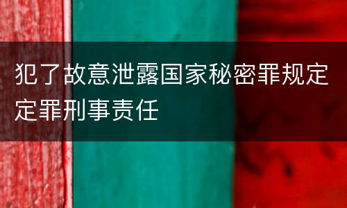 犯了故意泄露国家秘密罪规定定罪刑事责任