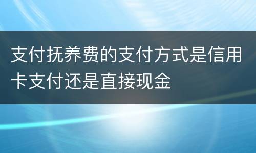 支付抚养费的支付方式是信用卡支付还是直接现金