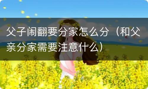 父子闹翻要分家怎么分（和父亲分家需要注意什么）