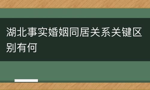 湖北事实婚姻同居关系关键区别有何