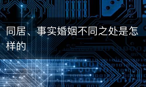 同居、事实婚姻不同之处是怎样的