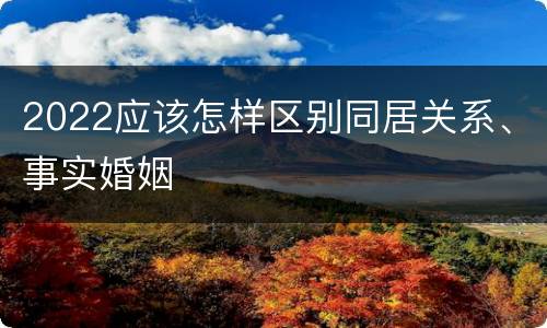 2022应该怎样区别同居关系、事实婚姻