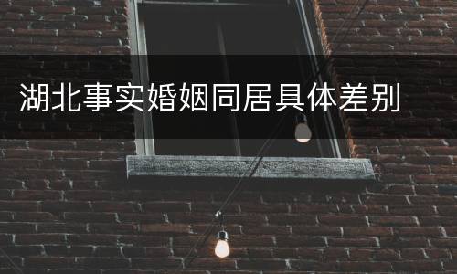 湖北事实婚姻同居具体差别