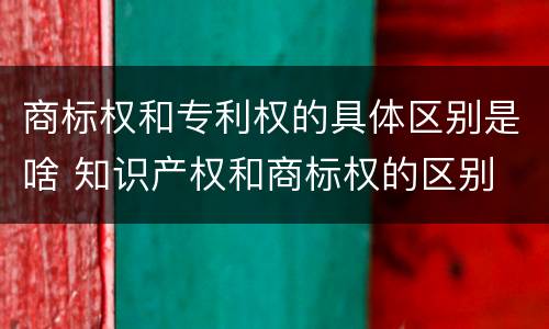 商标权和专利权的具体区别是啥 知识产权和商标权的区别