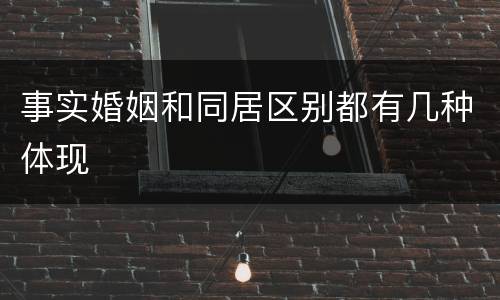 事实婚姻和同居区别都有几种体现