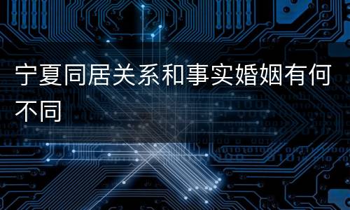 宁夏同居关系和事实婚姻有何不同