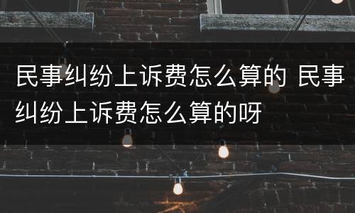 民事纠纷上诉费怎么算的 民事纠纷上诉费怎么算的呀