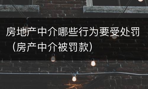 房地产中介哪些行为要受处罚（房产中介被罚款）
