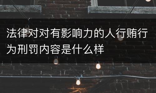 法律对对有影响力的人行贿行为刑罚内容是什么样