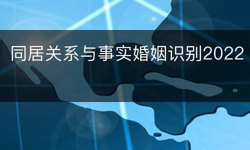 同居关系与事实婚姻识别2022