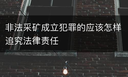 非法采矿成立犯罪的应该怎样追究法律责任