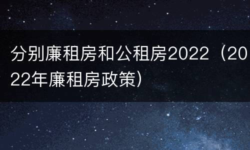分别廉租房和公租房2022（2022年廉租房政策）