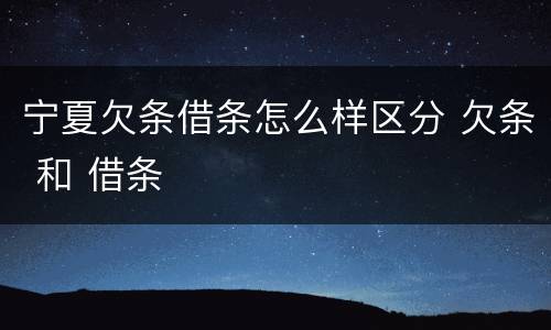 宁夏欠条借条怎么样区分 欠条 和 借条