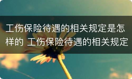 工伤保险待遇的相关规定是怎样的 工伤保险待遇的相关规定是怎样的呢