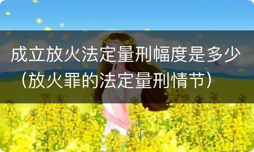 成立放火法定量刑幅度是多少（放火罪的法定量刑情节）