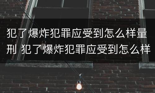 犯了爆炸犯罪应受到怎么样量刑 犯了爆炸犯罪应受到怎么样量刑呢