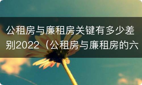 公租房与廉租房关键有多少差别2022（公租房与廉租房的六大区别）