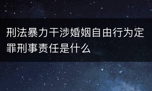 刑法暴力干涉婚姻自由行为定罪刑事责任是什么