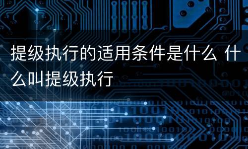 提级执行的适用条件是什么 什么叫提级执行