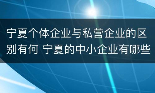 宁夏个体企业与私营企业的区别有何 宁夏的中小企业有哪些