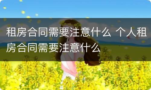 租房合同需要注意什么 个人租房合同需要注意什么