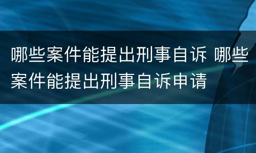哪些案件能提出刑事自诉 哪些案件能提出刑事自诉申请