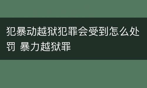 犯暴动越狱犯罪会受到怎么处罚 暴力越狱罪