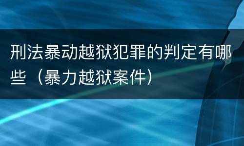 刑法暴动越狱犯罪的判定有哪些（暴力越狱案件）