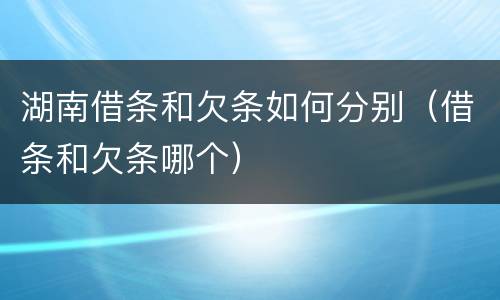 湖南借条和欠条如何分别（借条和欠条哪个）
