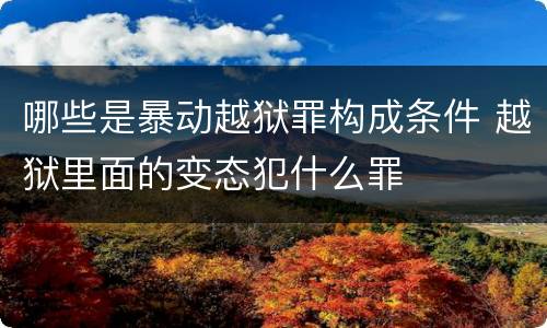 哪些是暴动越狱罪构成条件 越狱里面的变态犯什么罪