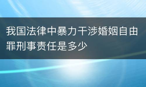 我国法律中暴力干涉婚姻自由罪刑事责任是多少