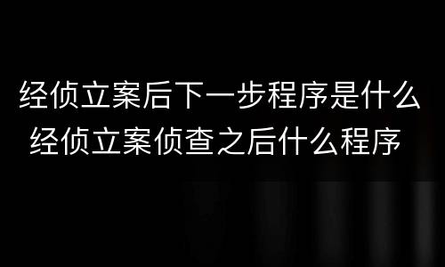 经侦立案后下一步程序是什么 经侦立案侦查之后什么程序