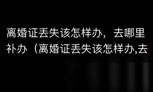 离婚证丢失该怎样办，去哪里补办（离婚证丢失该怎样办,去哪里补办呢）